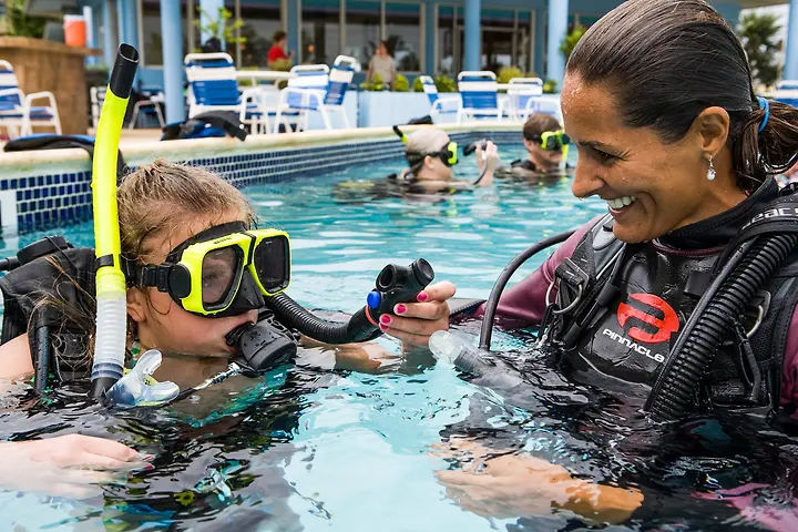 A child using scuba gear