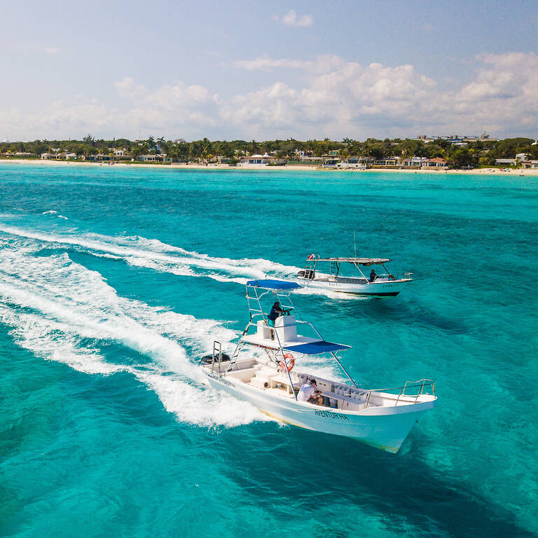 Two dive boats on the ocean